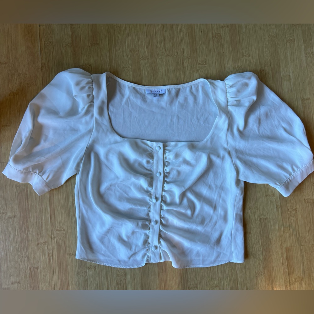 Topshop Off-White Ruched Blouse